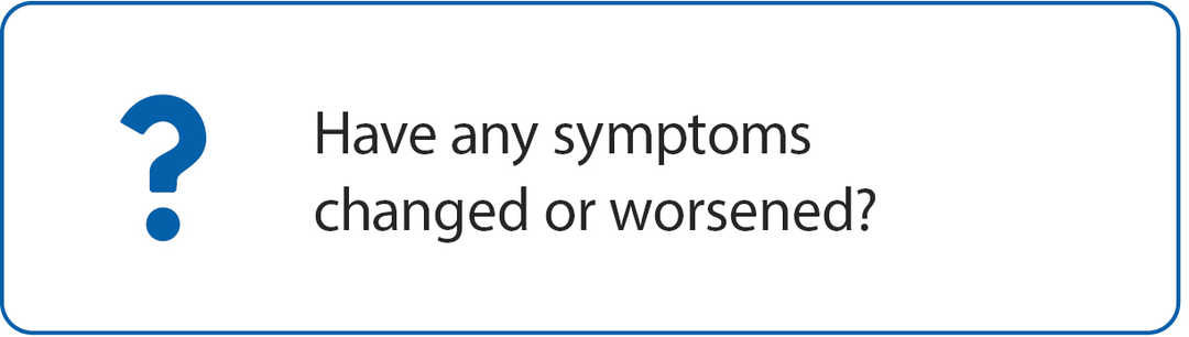 Have any symptoms  changed or worsened?