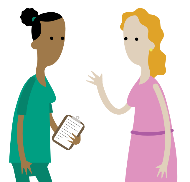 2 women talking